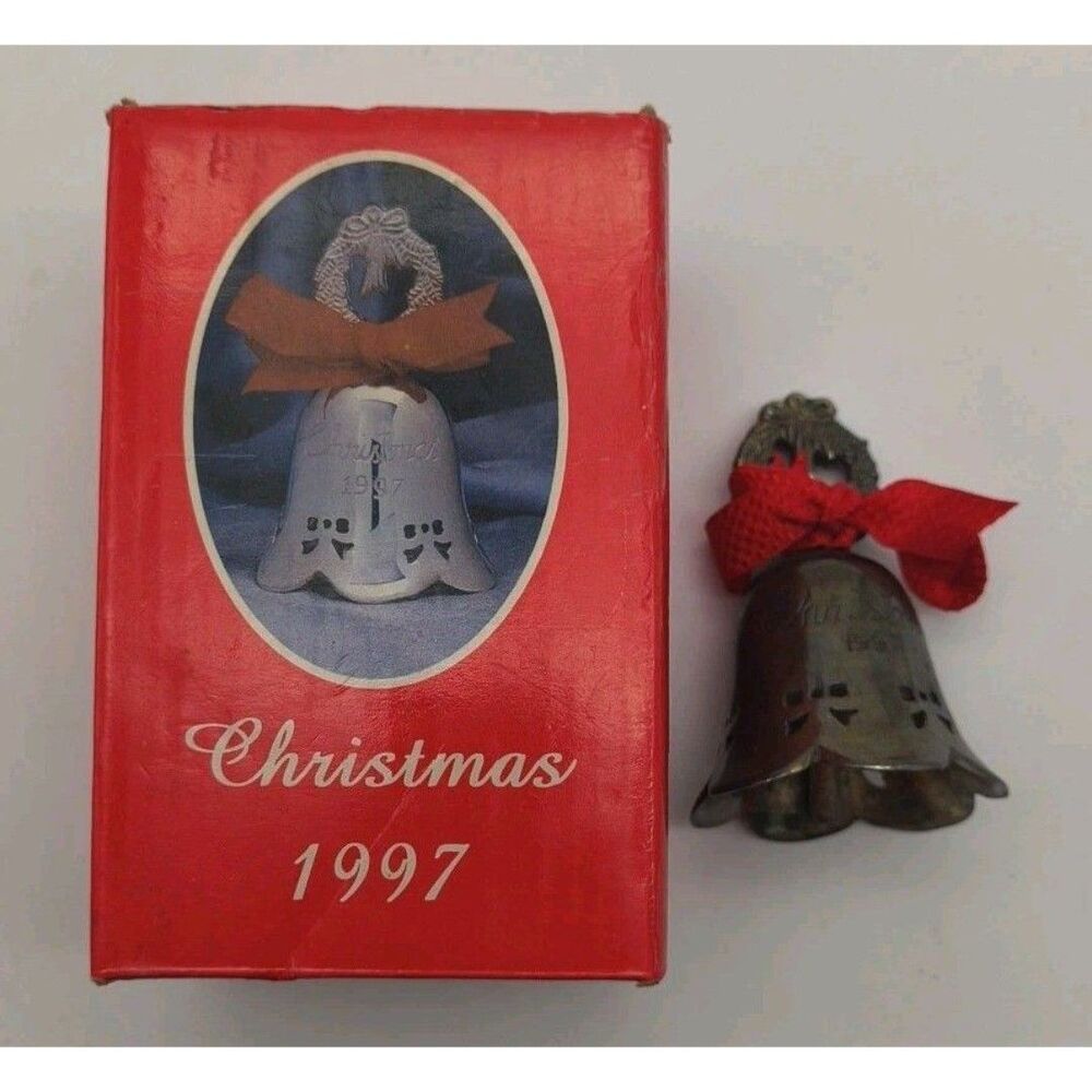 1997 International Silver Co. Silver Plated Engraved Christmas Bell